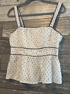 GAP White Peplum Camisole with Black Piping
